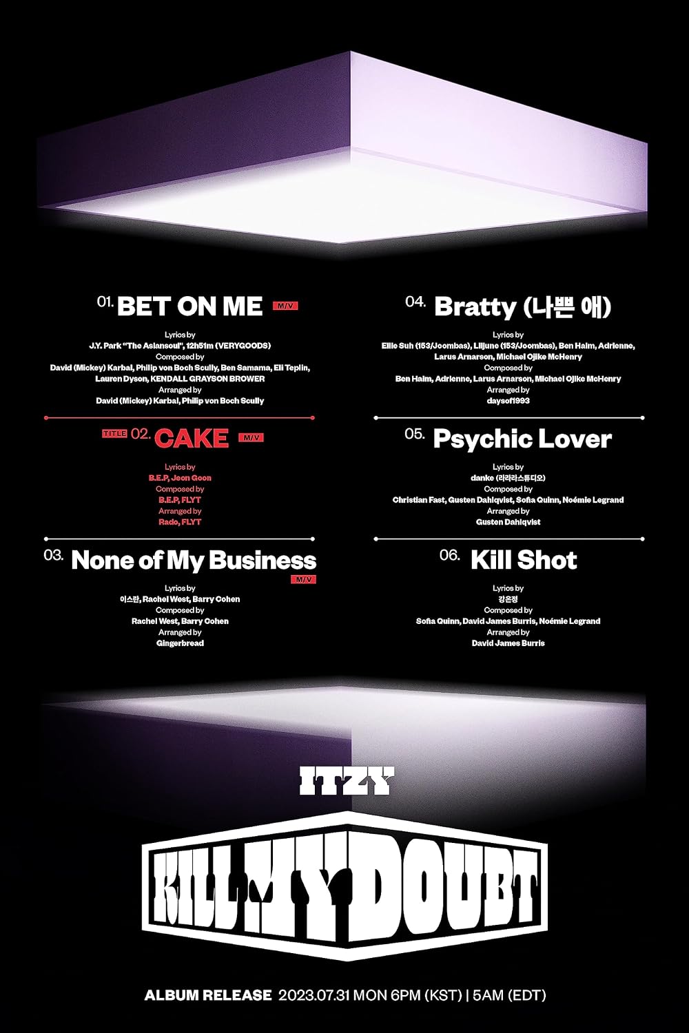 ITZY KILL MY DOUBT 7th Mini Album Cassette Tape 5 Version SET Case+1ea Casset...