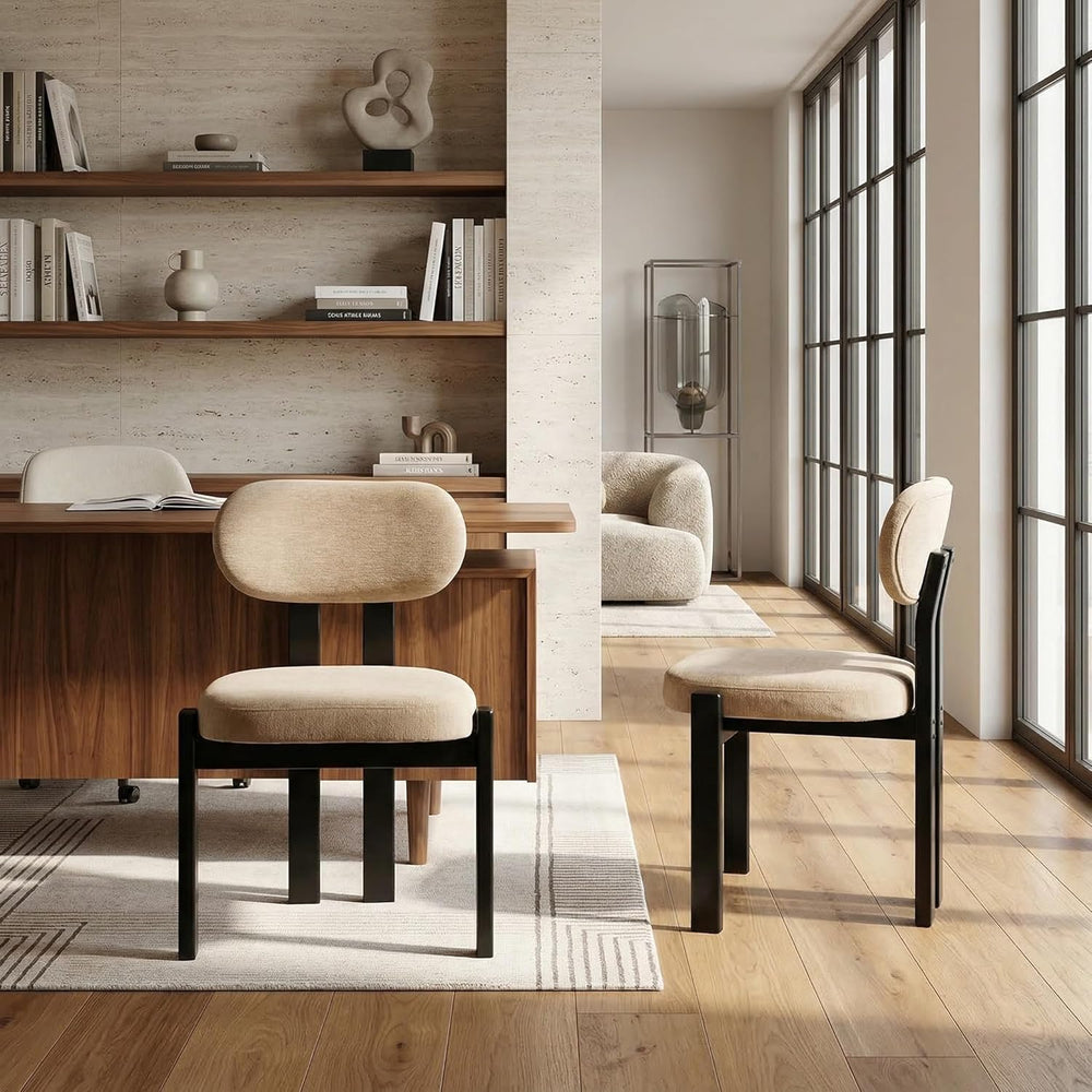 LukeAlon Chenille Dining Chairs Set of 2, Upholstered Armless Kitchen Chairs ...