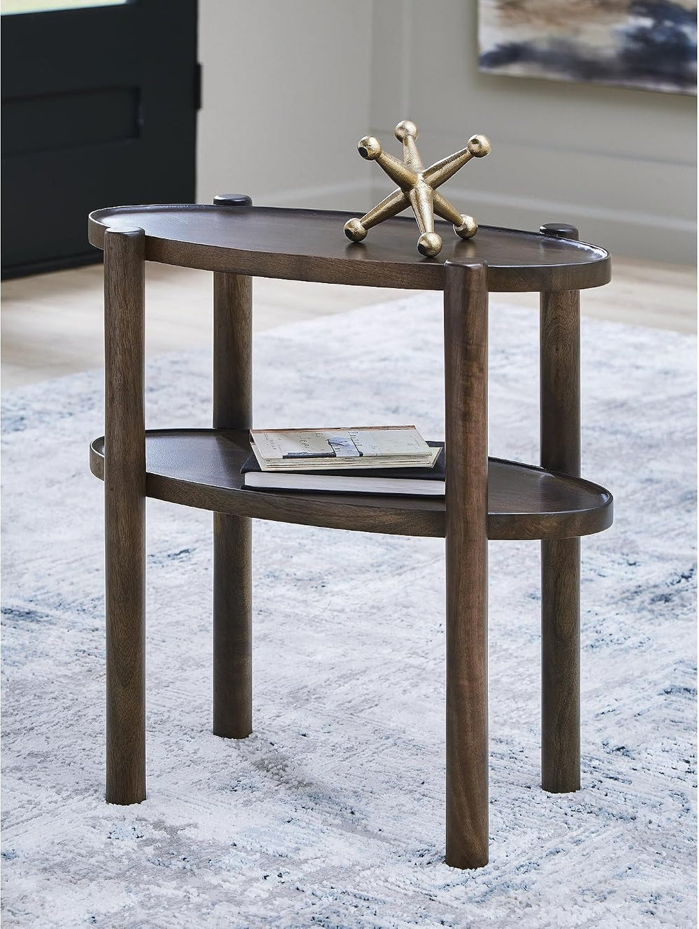 Signature Design by Ashley Wiattbury Solid Mango Wood End Table, Narrow Two-T...