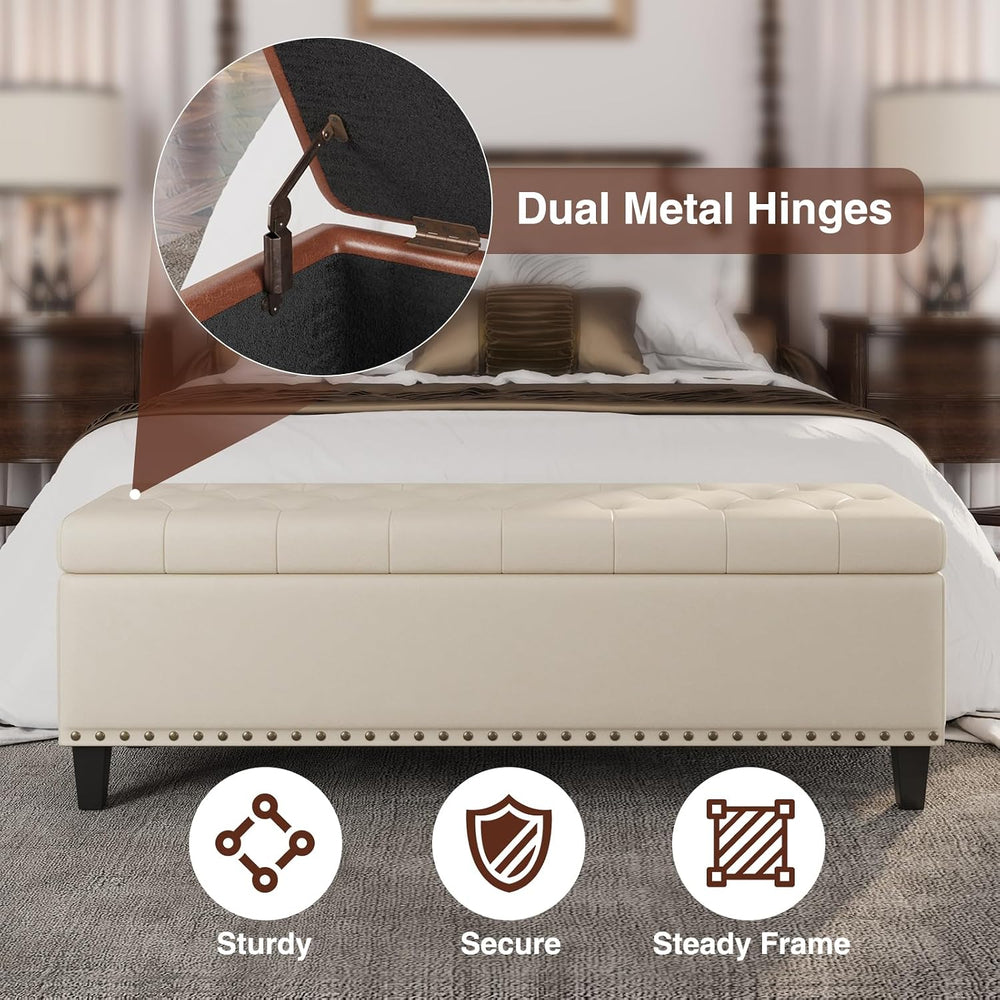 FiveWillowise 51 Inch Storage Ottoman Bench,Large End of Bed Storage Bench | ...