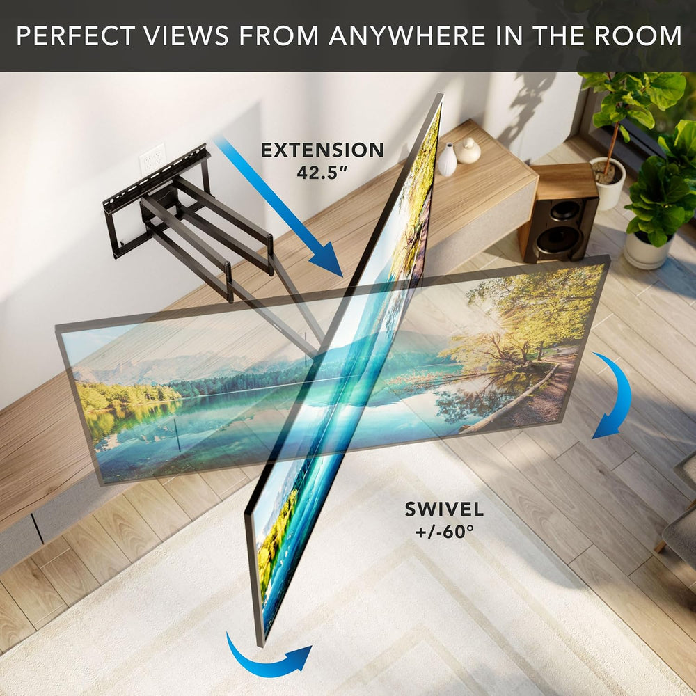 Mount-It! Corner Long Arm TV Wall Mount, 43-100", 132 lbs | Extra-long 4...