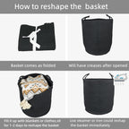 Woven Cotton Rope Laundry Basket, 15" x 20" Laundry Hamper, Black | Rope storage basket for dirty clothes, toys and blankets. Perfect for bathroom, baby nursery and living room storage.