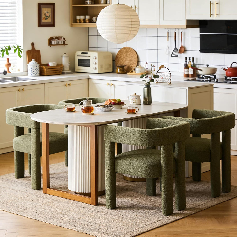 Modern Dining Chair Set of 4 Living Room Chairs,Upholstered Barrel Chair | bo...