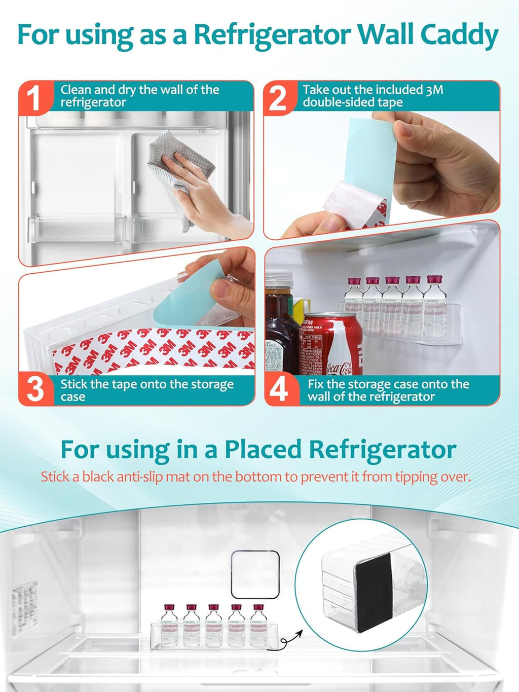 Leng Ke Insulin Refrigerator Storage Caddy - 10ml Peptide Vial Protective Holder for Fridge Wall, Compatible with U-100 Vials 24mm (0.94 Inches) Diameter (1pcs)