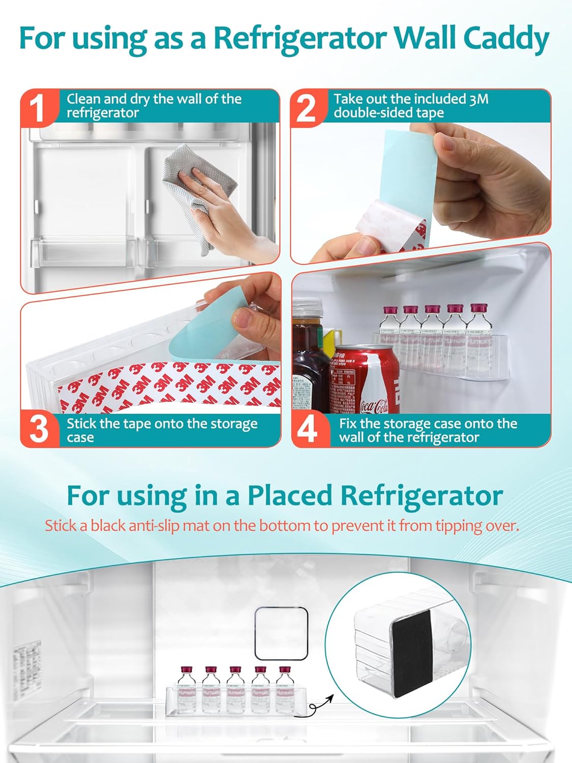 Leng Ke Insulin Refrigerator Storage Caddy - 10ml Peptide Vial Protective Holder for Fridge Wall, Compatible with U-100 Vials 24mm (0.94 Inches) Diameter (1pcs)