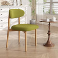 Wooden Dining Chair Set of 1, Modern Dining Chairs with with Curved Back, Fabric Upholstered Kitchen Dining Room Chairs with Adjustable Legs for Farmhouse Dining Living Room,Green