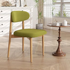 Wooden Dining Chair Set of 1, Modern Dining Chairs with with Curved Back, Fabric Upholstered Kitchen Dining Room Chairs with Adjustable Legs for Farmhouse Dining Living Room,Green