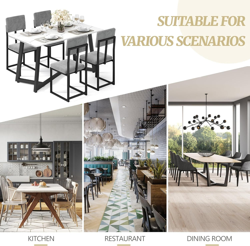5-Piece Dining Table Set for 4, Modern Faux 47.24" Marble Kitchen Table ...