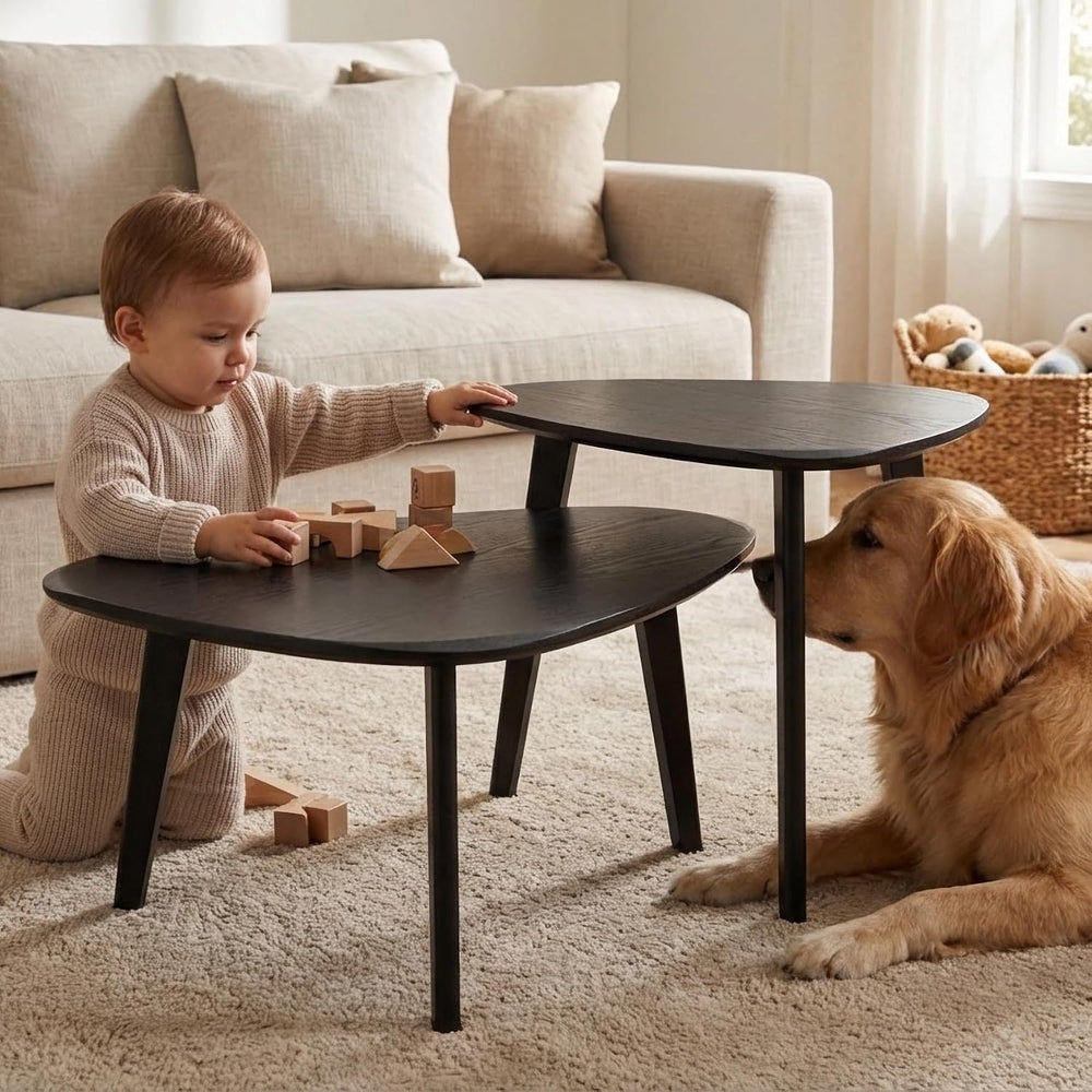 Nesting Coffee Table Set of 2-Mid Century Modern Coffee Table | Guitar Pick S...