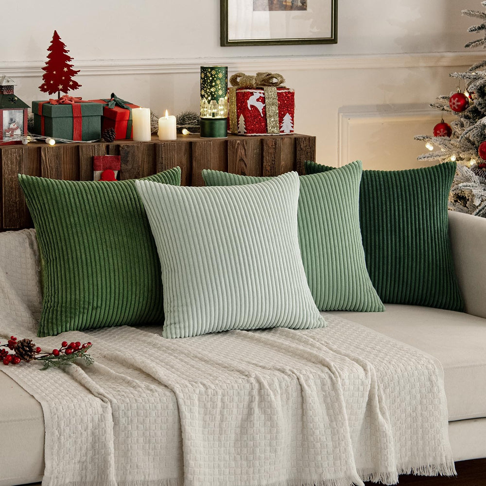MIULEE Soft Corduroy Decorative Throw Pillow Covers Forest Green 24x24