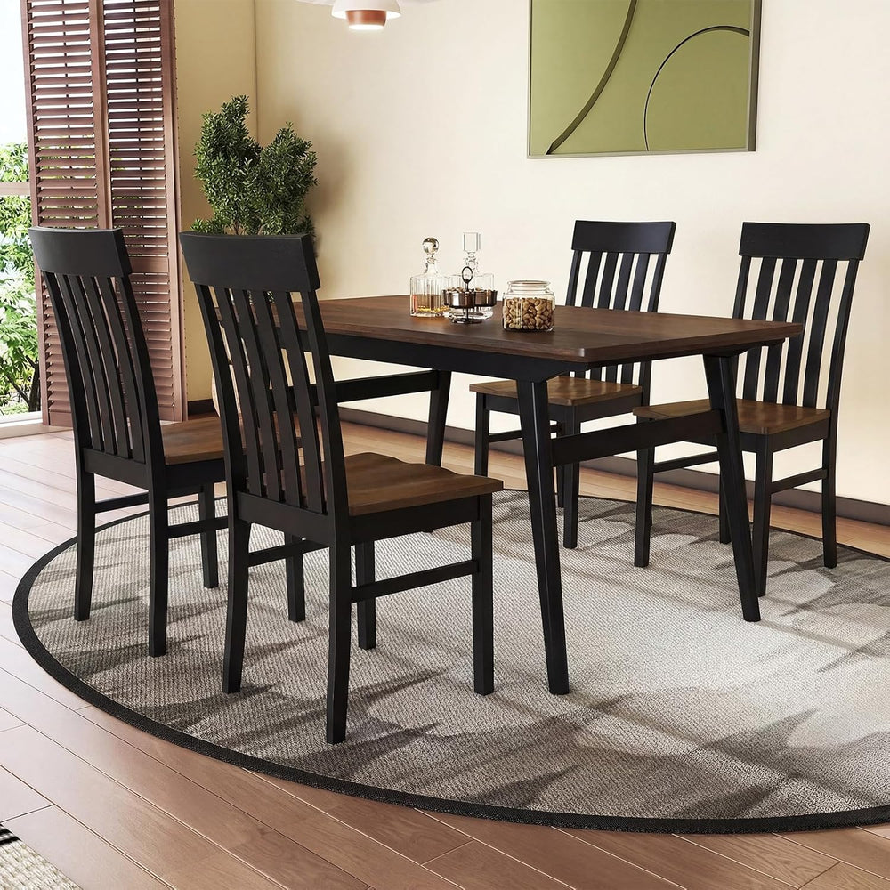 GIANTEX Wooden Dining Chairs Set of 4, Hollowed Backrest & Rubber Wood Se...