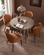 VASAGLE EKHO Collection - Dining Chairs Set of 6, Upholstered Kitchen Chairs, Comfortable Seat, Synthetic Leather with Stitching, Mid-Century Modern, Easy Assembly, Living Room Lounge, Caramel Brown
