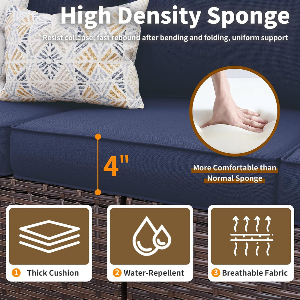 Patio Furniture Set, 6 Pcs Patio Outdoor Sectional, Wicker Outdoor Couch with...