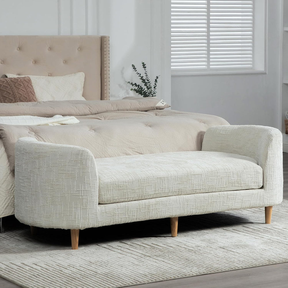 77" End of Bed Bench King Size,Chenille Extra Large Window Bench with 2 ...