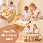 Bateso Montessori Weaning Table and Chair Set for Toddler 1-3, Wooden Baby Table and Chair Set for Eating, Laerning & Playing, Montessori Kids Furniture for Home or Preschool