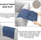 NB Sofa Armrest Organize remote holder bedside caddy organizer with 5 pockets，non-slip couch remote control holder couch armchair caddy accessories (Blue, 35"x12.4")