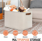 DULLEMELO Large Storage Baskets, Fabric Storage Bins for Organizing Clothes, Large Storage Bins with Handles for Shelves Closet Organizers, Fabric Storage Baskets for Toy Organizers(Beige)