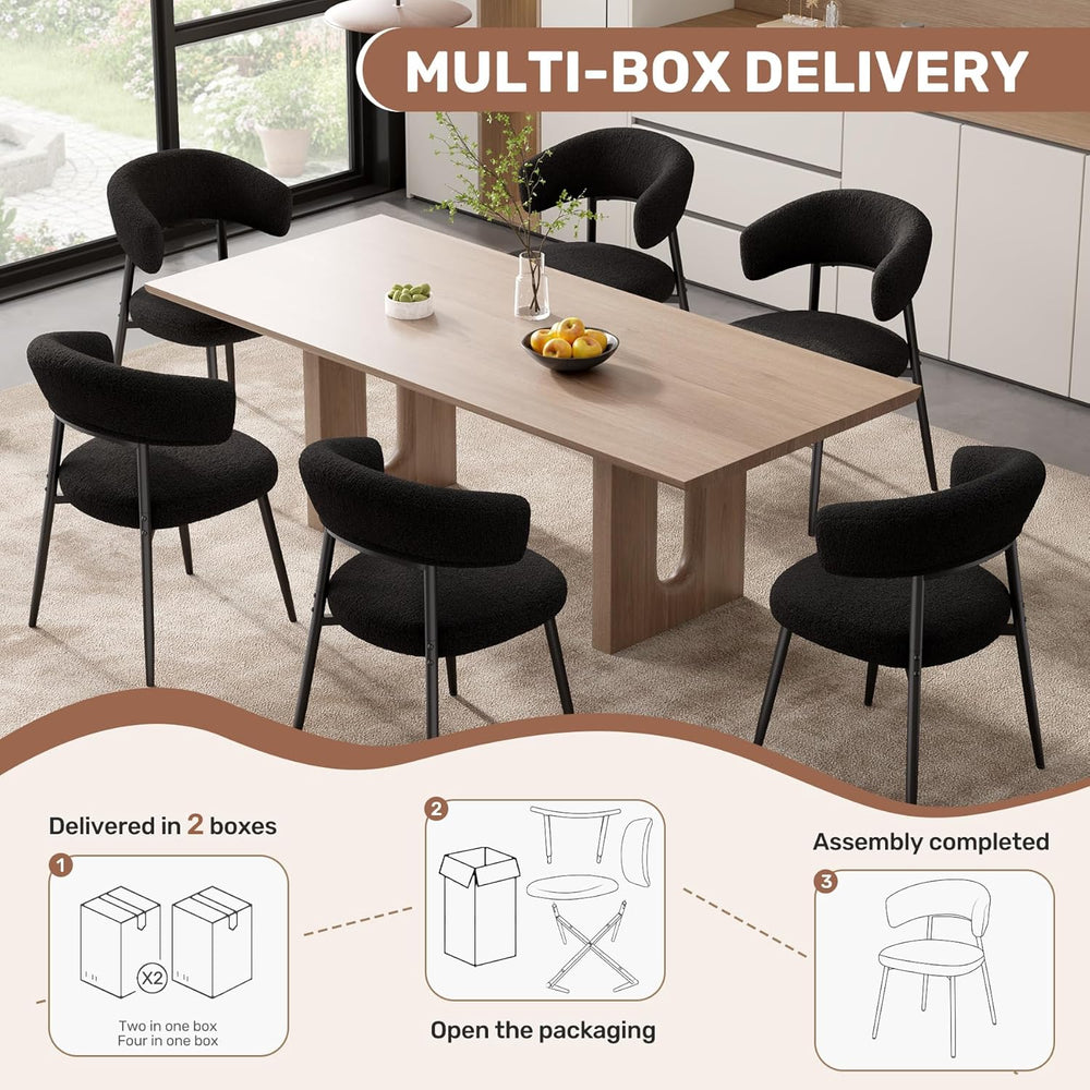 Dining Chairs Set of 4, Mid Century Modern Kitchen Chairs, Boucle Upholstered...