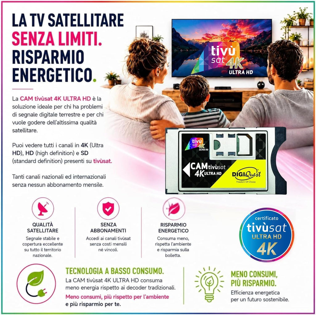 Digiquest CAM Tivùsat 4K Ultra HD Memory Card