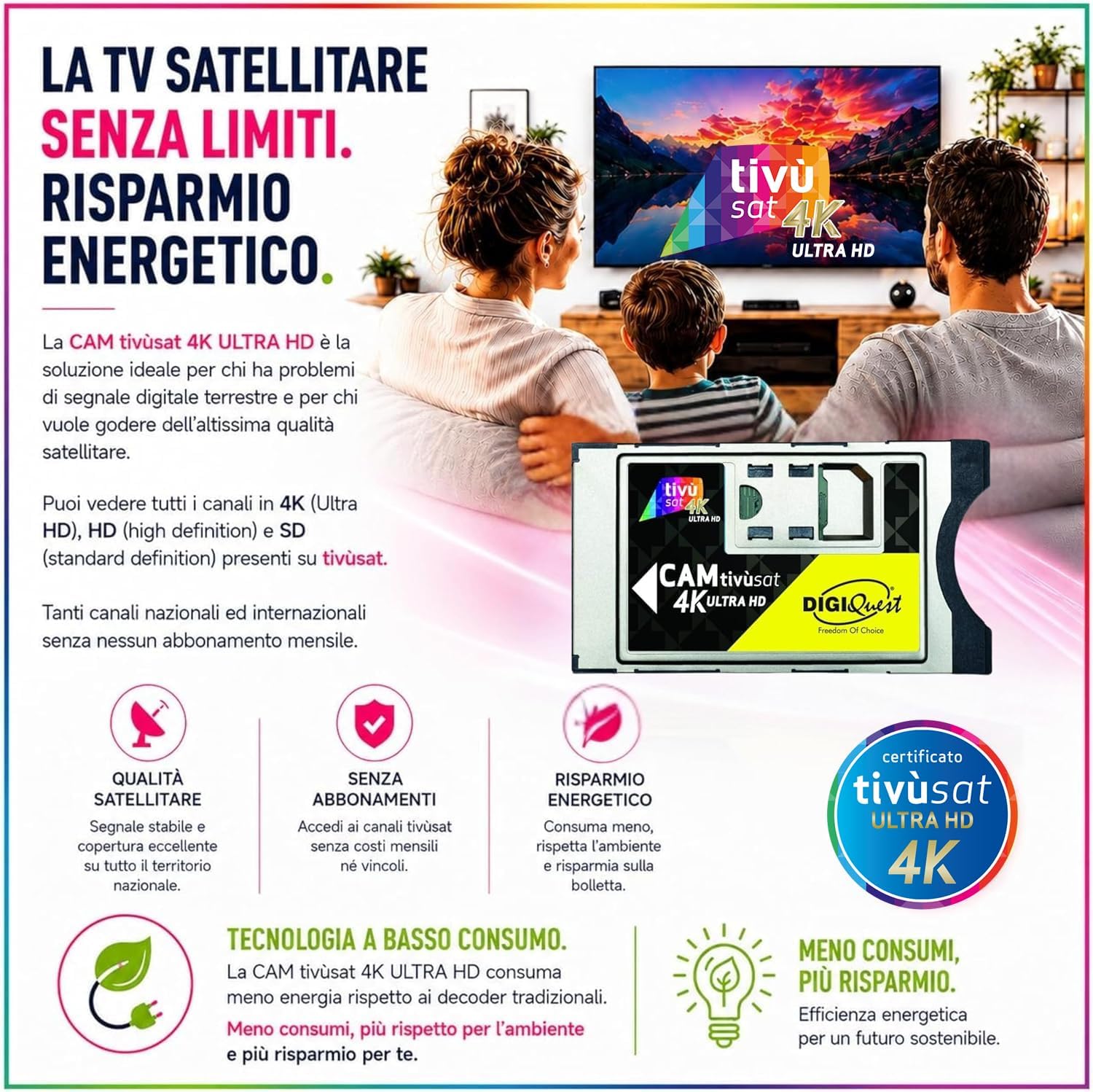 Digiquest CAM Tivùsat 4K Ultra HD Memory Card