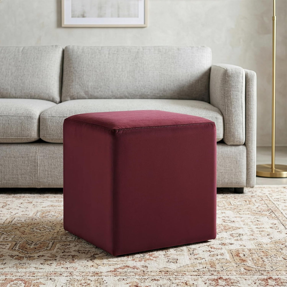 Studio Living® 18” Warren Ottoman Square Soft Velvet Bench, Stationary Ottoma...