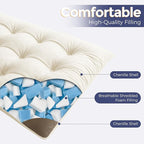 MAXYOYO Japanese Floor Mattress Full Size, 6" Foldable Futon Mattress Tufted Roll Up Floor Bed, Thick Chenille Tatami Mat Sleeping Pad for Camping Guest Room Dormitory Bedroom RV, Beige