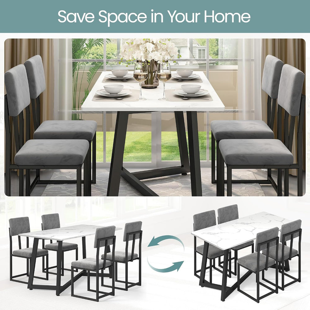 HUGROVE 5 Piece Dining Set, 47.24'' Faux Marble Dining Table Set for ...