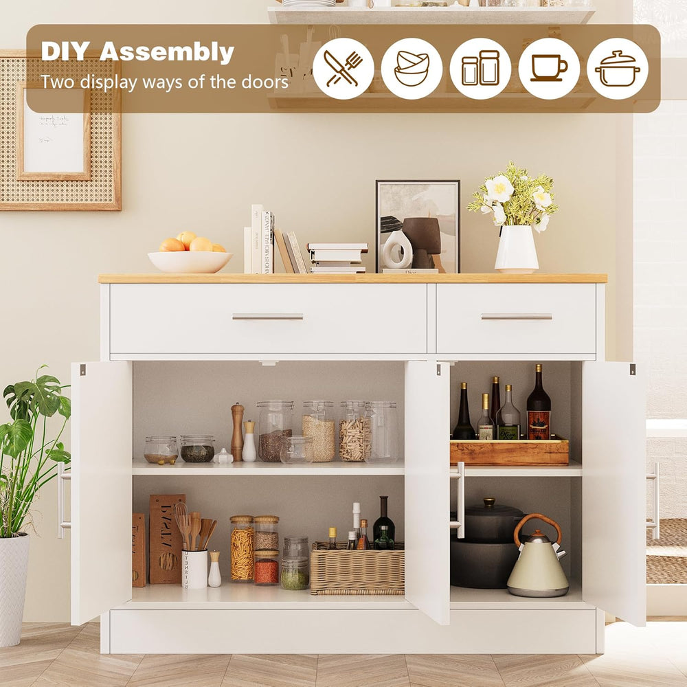 Vongrasig Coffee Bar Cabinet, Farmhouse Sideboard Buffet Cabinet with Storage...