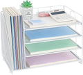 OPNCIE 4-Tier Paper Organizer with Magazine Holder, Desk Organizers and Accessories, Office Desk Accessories & Workspace Organizers, Desktop File Organizer for Office Supplies Storage, White