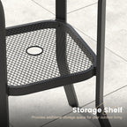 VICLLAX Patio Bar Height Table, Outdoor Round Bar Table with Umbrella Hole for Balcony, Porch, Deck, 37" Black
