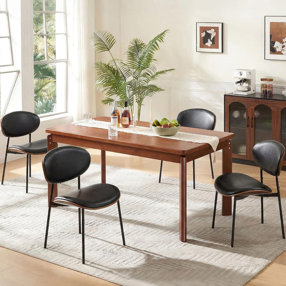 BedsPick Mid-Century Modern Dining Chairs Set of 4, PU Leather Upholstered Di...