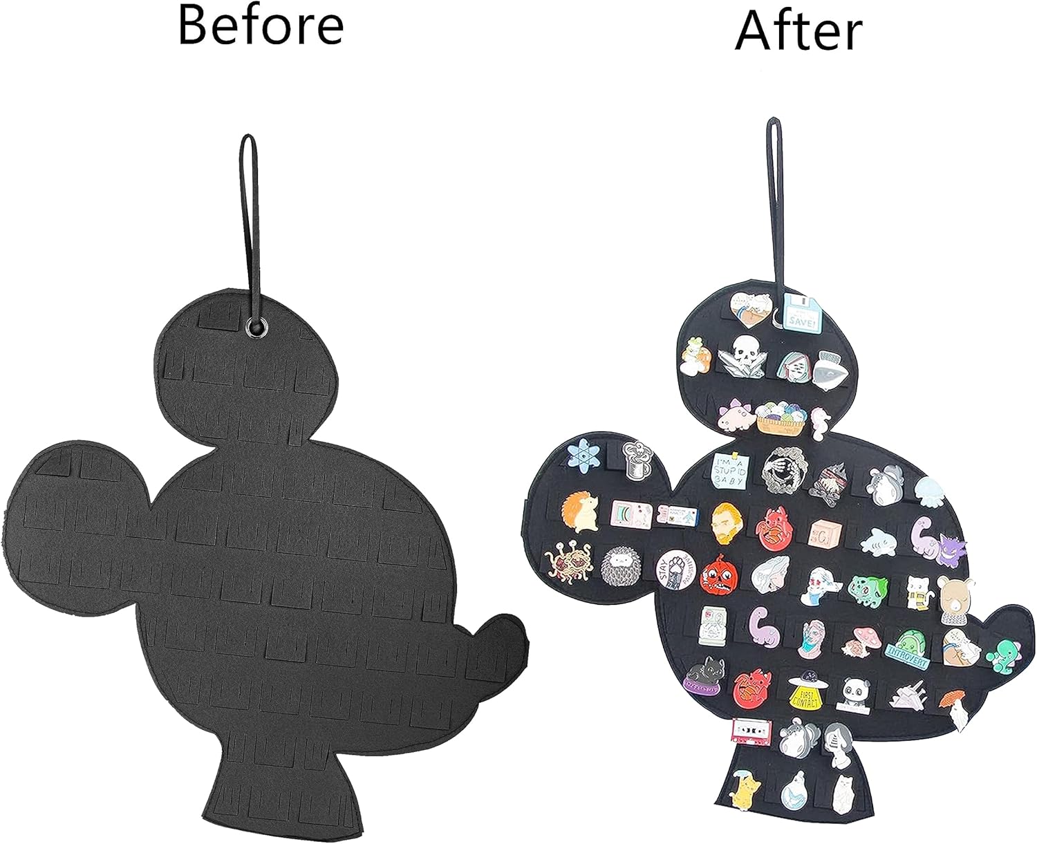 Hanging Brooch Pin Organizer Enamel Pin Display Cute Cartoon Shape Brooch Pin Display Storage Holder for Brooch Pin(Without Accessories ) (black-mouse)