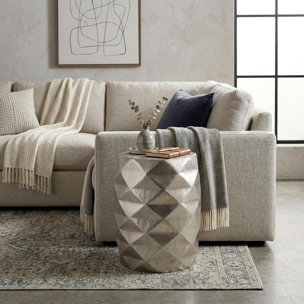Hives & Honey Anna Side Table, Geometric Mango Wood Accent Table, Modern ...