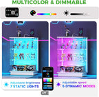 HNEBC LED Nightstand with USB-C Charging Station&Lights for Bedroom-White | Curio china Cabinet, Motion Sensor Smart Glass RGB Side Table with App Control, Charging Station Tempered Glass Collectiblem