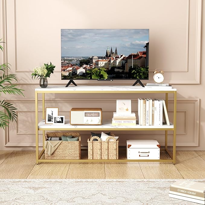 Function Home TV Stand for TVs up to 50 Inch, 2 Tier Entertainment Center, Mo...