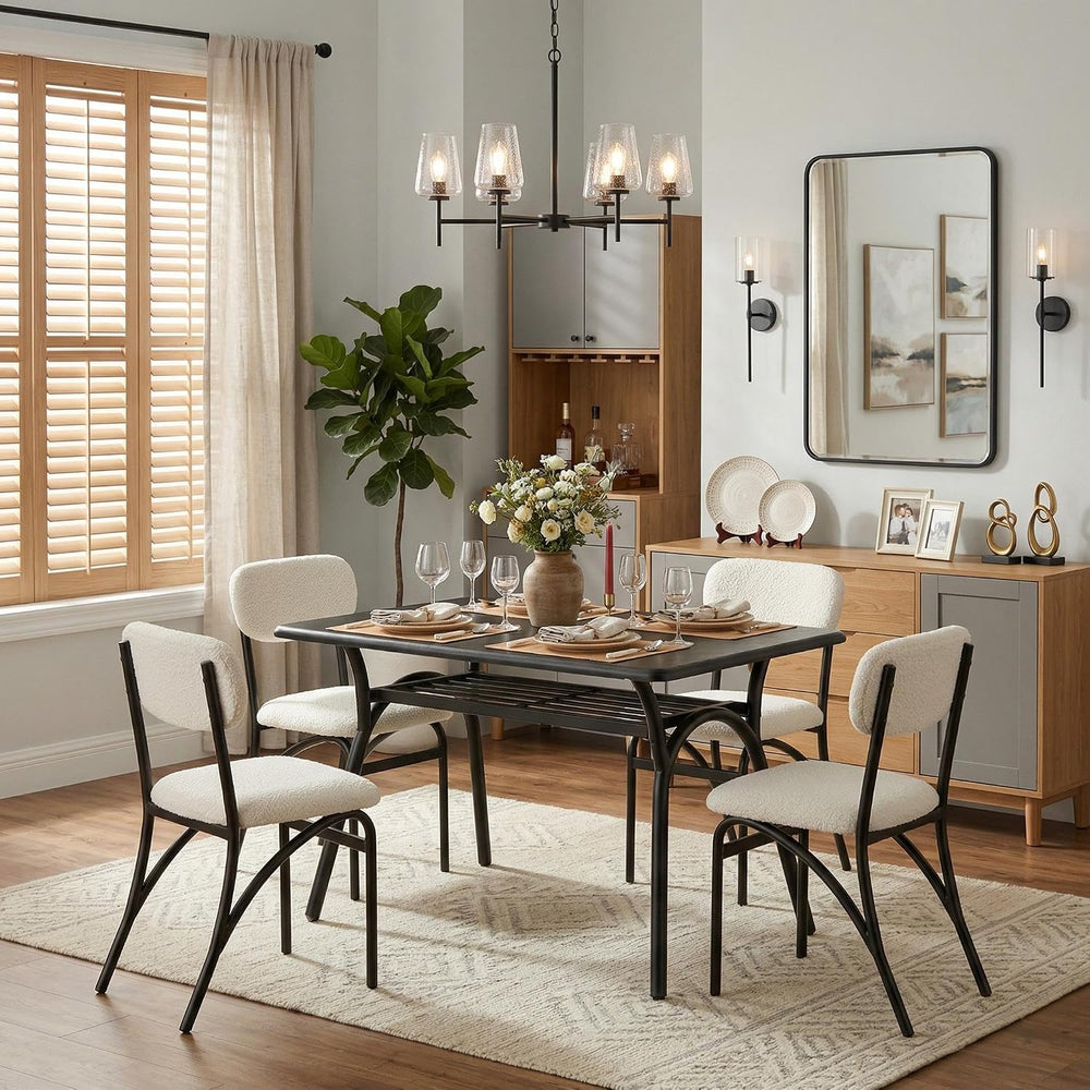 GarveeHome 5-Piece Dining Table Set for 4, Modern Kitchen Table with 4 Boucle...