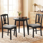 Giantex Wooden Dining Chairs Set of 4, Upholstered Kitchen Chairs with Solid Rubber Wood Frame, Hollowed Backrest & Soft Padded Seat, Armless Dining Chairs for Kitchen, Dining Room, Black & Gray
