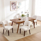 Dining Chairs Set of 4,Modern Dining Room Chairs with Thick Cushions,Upholstered Linen Fabric Kitchen Chairs for Kitchen Dining Room Beige