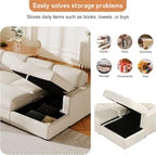 115.6 Inch U-Shaped Modular Sectional Sofa with Pull Out Bed, Storage Chaise and USB interfaces, Oversized Upholstered Combination Corner Couch for Living Room, Office, Spacious Space, Beige