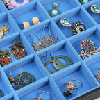 Stratalife Jewelry Holder Organizer Jewelry Drawer Organizer Earring Holder Jewelry Organizer Tray Earring Organizer for Women Girls Anti Tarnish Jewelry Box 30 Grid (Blue Black)