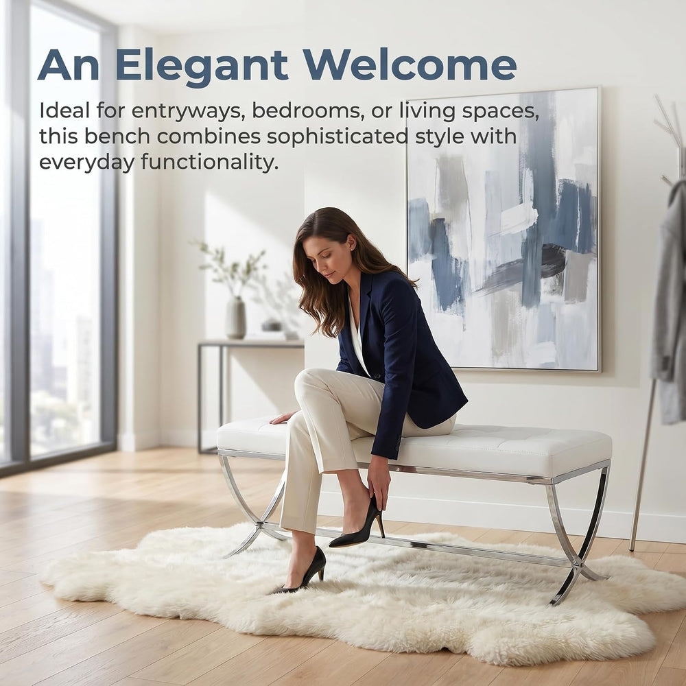 DUOMAY Modern Tufted Ottoman Bench, 45.75" W x 16.5" D x 19.25&quot...