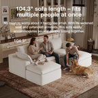 Novilla 104.3" Modular Cloud Couch, Modern Sectional Sofa with Smarts Coil® Support, Chenille Fabric, Upholstered Couch for Living Room Apartments Bedroom, No Assembly, 3 Seater + 1 Ottoman, White