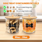 2 Pack Airtight Dog Food Storage Container, Dog Treat Container Dog Food Container with bamboo Lids 6x5'',Pet Food Storage Container,Cat Food Container with Scoops,Clamp,Labels,Pen