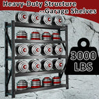 3000LBS Heavy-Duty Garage Shelving, 47" W Metal Shelves, 4-Tier Adjustable Garage Shelving Units, Storage Racks for Warehouse, Workshop
