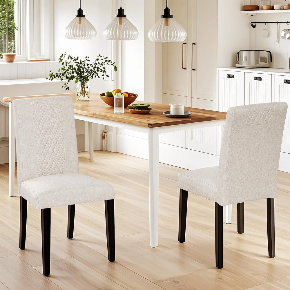 VECELO Dining Chairs Set of 2, Upholstered Fabric Wood Legs High Back for Kit...