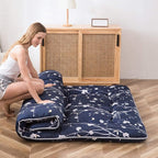 MAXYOYO Japanese Floor Mattress Futon Mattress, 4" Thicken Tatami Mat Sleeping Pad Foldable Roll Up Mat Boys Girls Dormitory Pad Kids Floor Lounger Pillow Bed, Charcoal Grey, Queen Size