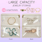 Travel Jewelry Organizer Case,Small Jewelry Bags for Traveling, Jewelry Binder with 24 Pcs Clear Zipper Velvet Pouches (Inner Pages,Beige,3 PCS)