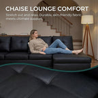 Sectional Couches for Living Room with Movable Chaise & Storage Ottoman - 97.5" Leather L Shaped Couches for Living Room Apartment, Home Modular Sectional Sofas with Cup Holder, Black