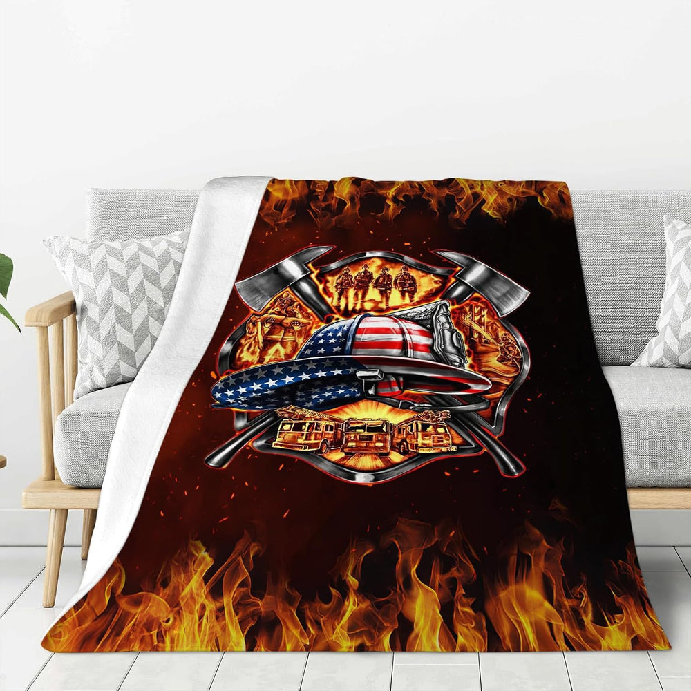 Firefighter Blanket, Fire Fighter Throw Blankets, Fireman Gifts for Men Firef...