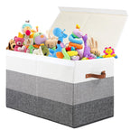 Mayniu Toy Box Storage Chest with Divider, Large Sturdy Toy Bin Organizer Basket with Lid for Kids, Boys, Girls, Nursery, Living Room, Bedroom, Playroom, Closet, 25"x13" x16"(Gradient Grey)
